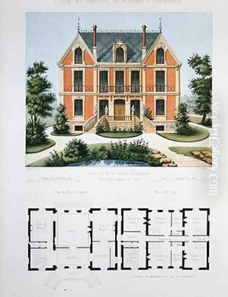 Project for a small country house near Paris 6 Oil Painting by Marty
