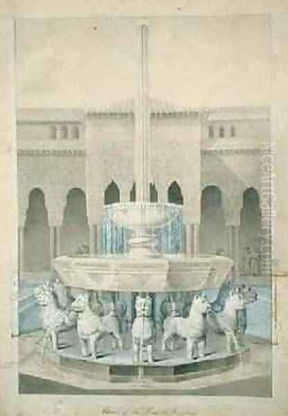 Fountain in the Court of the Lions Alhambra from The Arabian Antiquities of Spain Oil Painting by Murphy, James Cavanagh