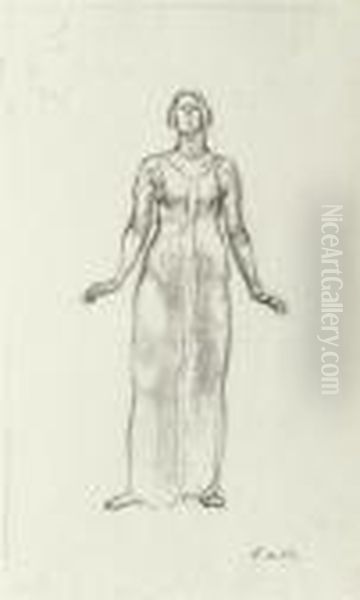 Study For A Female Figure Oil Painting by Ferdinand Hodler