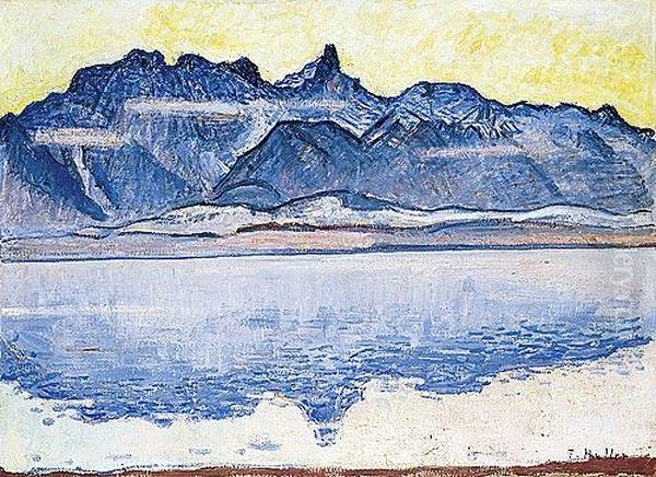 Stockhornkette Mit Thunersee Oil Painting by Ferdinand Hodler