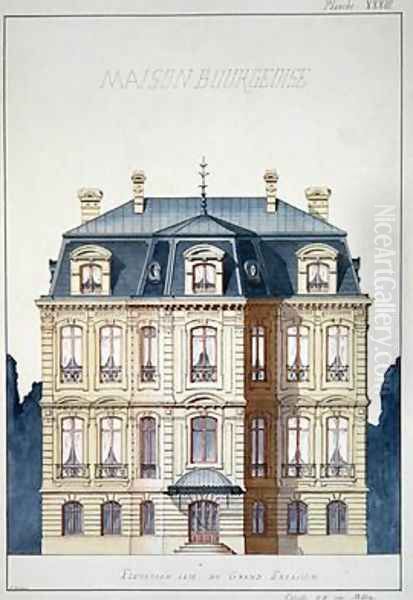 Front elevation of a house for the Bourgeoisie Oil Painting by H. Monnot