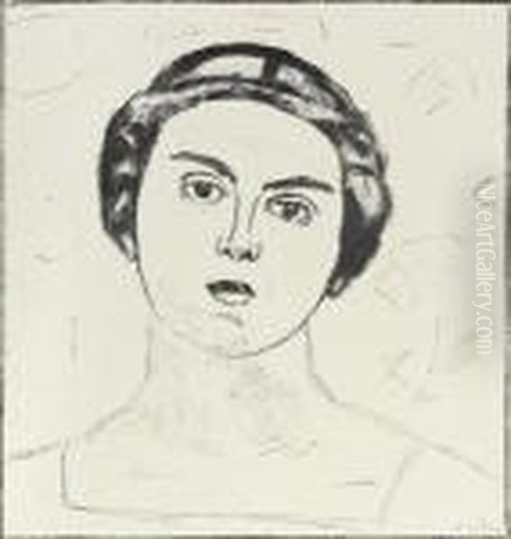 Madchenbildnis. - Profilbildnis 
Von Madame Ferdinand Hodler. - Blick In Die Unendlichkeit. - 
Schreitendes Weib Oil Painting by Ferdinand Hodler