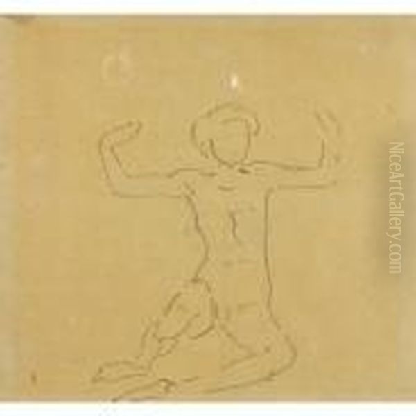 Figurenstudie Zu 'der Tag' Ii 
Figure To 'the Day' Ii (study) Oil Painting by Ferdinand Hodler