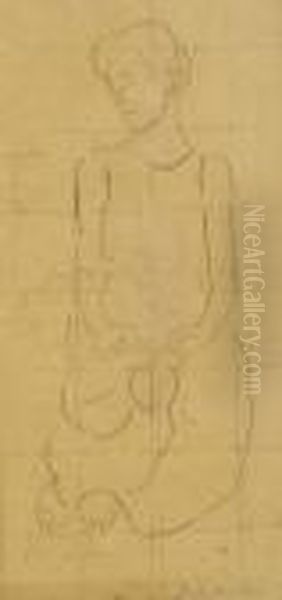 Sitzende Frau Mit Kugel Oil Painting by Ferdinand Hodler