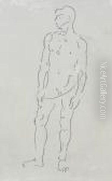 Stehender Mannerakt Oil Painting by Ferdinand Hodler
