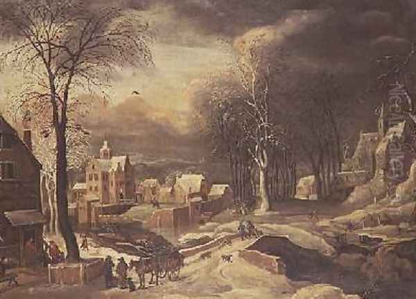 Winter Landscape Oil Painting by Hendrick de Meyer