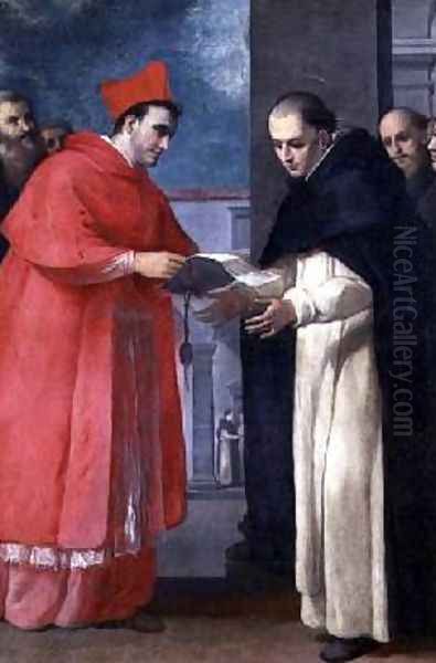 A Cardinal Gives a Bull to a Dominican Saint Oil Painting by (attr.) Mascagni, Donato (Fra Arsenio)