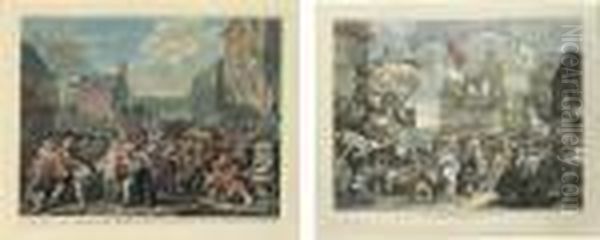 The March To Finchly Oil Painting by William Hogarth