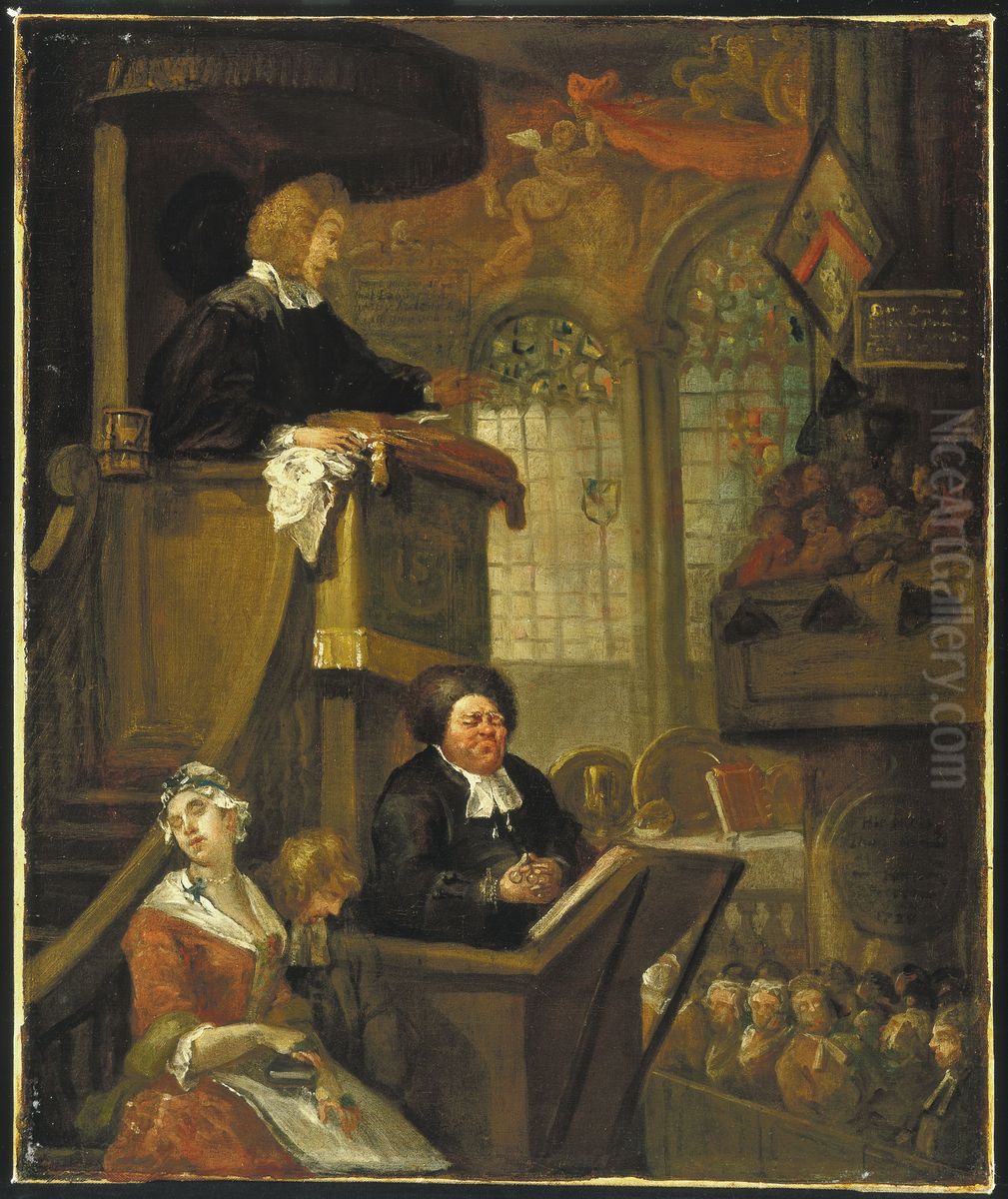 The Sleeping Congregation Oil Painting by William Hogarth