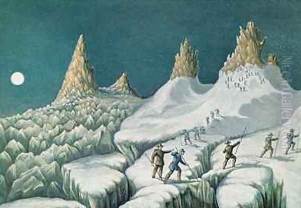 Departure from the Great Mulets The Arrival at the Summit The Ascent of Mont Blanc by Albert Smith Oil Painting by MacGregor, J. J.