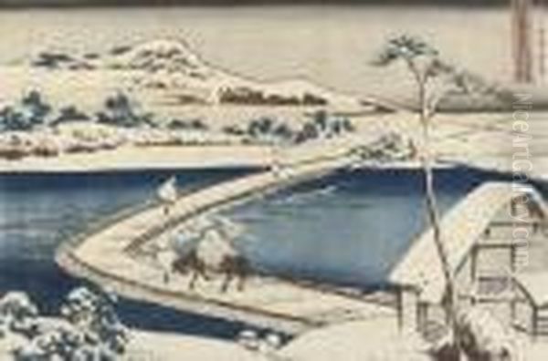 From The Series Shokoku Meikyo 
Kiran [rare Views Of Famous Bridges In All The Provinces], Kozuke Sano 
Funabashi No Kozu Oil Painting by Katsushika Hokusai