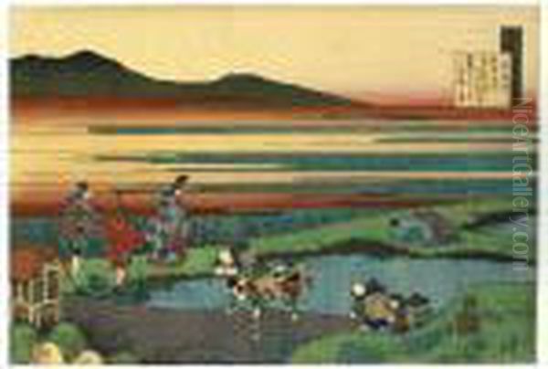 Minamoto No Hitoshi From The 
Series ````hyakunin Isshu Ubaga Etoki' (one Hundred Poems As Explained 
By The Nurse) Oil Painting by Katsushika Hokusai