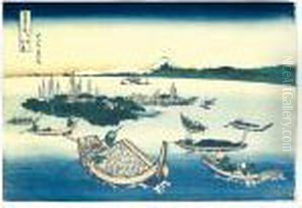 ````buyo Tsukudajima' (tsukuda 
Island In Musashi Province) From The Series ````fugaku Sanjurokkei' 
(thirty-six Views Of Mt. Fuji) Oil Painting by Katsushika Hokusai