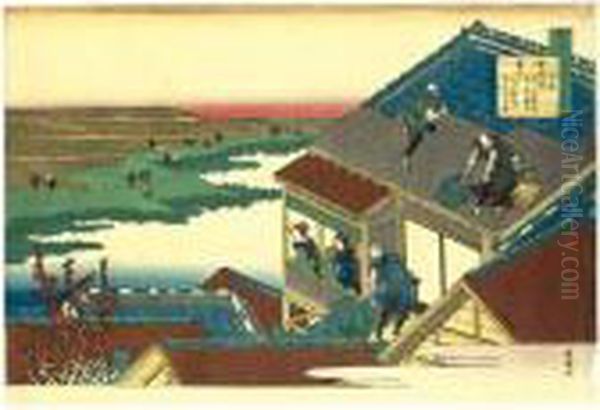 Ise From The Series ````hyakunin
 Isshu Ubaga Etoki' (one Hundred Poems As Explained By The Nurse) Oil Painting by Katsushika Hokusai