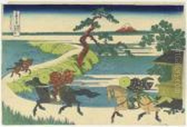 Sumidagawa Sekiya No Sato (the 
Village Of Sekiya By The Sumidariver), From The Series Fugaku 
Sanjurokkei (the Thirty-six Views Ofmount Fuji) Oil Painting by Katsushika Hokusai