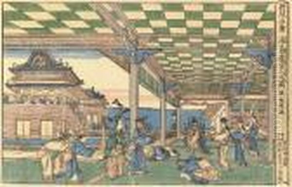 Shimpan Uki-e Urashima Ryugu Iri No Zu Oil Painting by Katsushika Hokusai