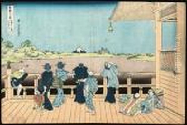 Gohyakurakanji Sazaido (sazai 
Hall Of The 'five-hundred Rakan'temple), From The Series Fugaku 
Sanjurokkei (the Thirty-six Viewsof Mount Fuji) Oil Painting by Katsushika Hokusai