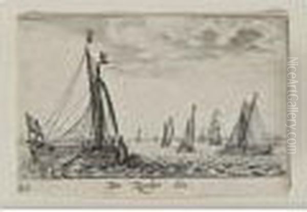 Die Zuyder See. 1635. Oil Painting by Wenceslaus Hollar