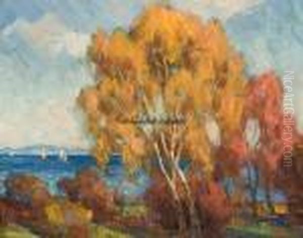 Birk Ved Fjorden, Aasgaardstrand Oil Painting by Thorolf Holmboe