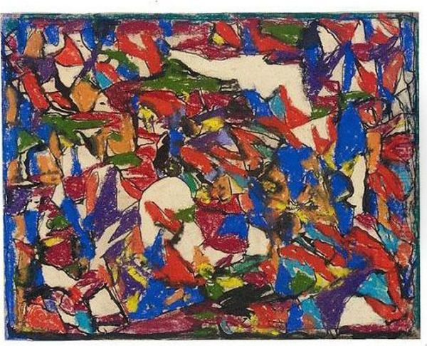 Kleinteilige Stark Bunte 
Komposition Mit Weissen Flecken (colourful Mosaic Composition With White
 Spots) Oil Painting by Adolf Hoelzel