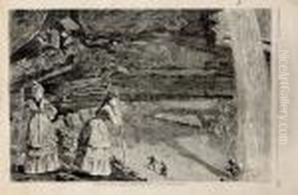 Two Works On The Beach Under The Falls Catskill Mountains Oil Painting by Winslow Homer