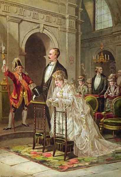 Wedding in a Church 1874 Oil Painting by Jean-Francois Millet