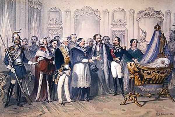 Birth of the Prince Imperial 16th March 1856 Oil Painting by Rene de Moraine