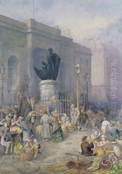 Market Morning Birmingham 1876 Oil Painting by Frederick Mercer