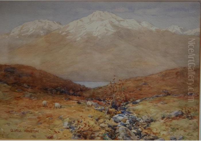 Houston, Watercolour 'highland 
Loch'label On Reverse For Annan & Sons, Glasgow, 25x35cm Oil Painting by George Houston
