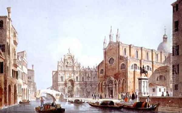 The Church of SS Giovanni and Paolo and S Marco Venice Oil Painting by Marco Moro