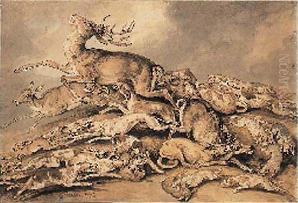 La Chasse Au Cerf Oil Painting by Samuel Howitt