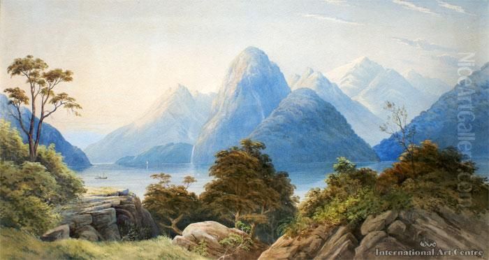The Lion And The Palisades Milford Sound Oil Painting by John Barr Clarke Hoyte