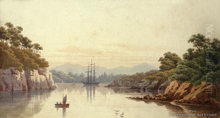 Queen Charlotte Sound Oil Painting by John Barr Clarke Hoyte