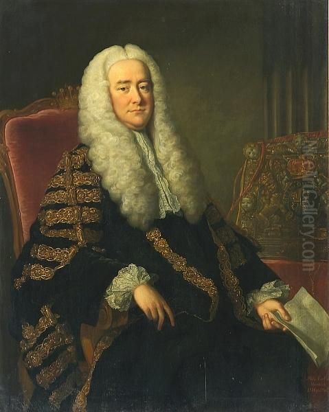 A Portrait Of Philip, 1st Earl Of Hardwicke Oil Painting by Thomas Hudson