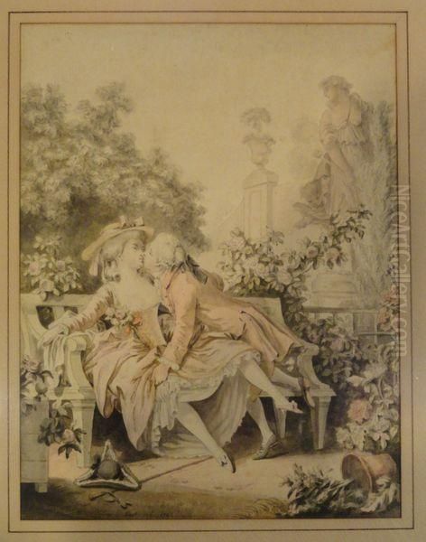 Les Amants Polissons Oil Painting by Jean-Baptiste Huet