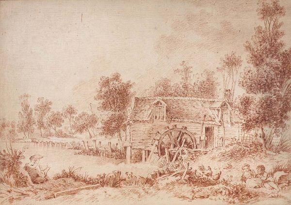 Paysage Anime Au Moulin Oil Painting by Jean-Baptiste Huet