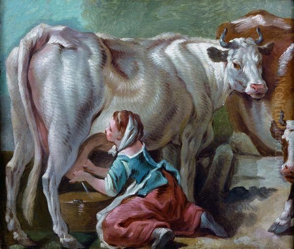 La Petite Laitiere Oil Painting by Jean-Baptiste Huet