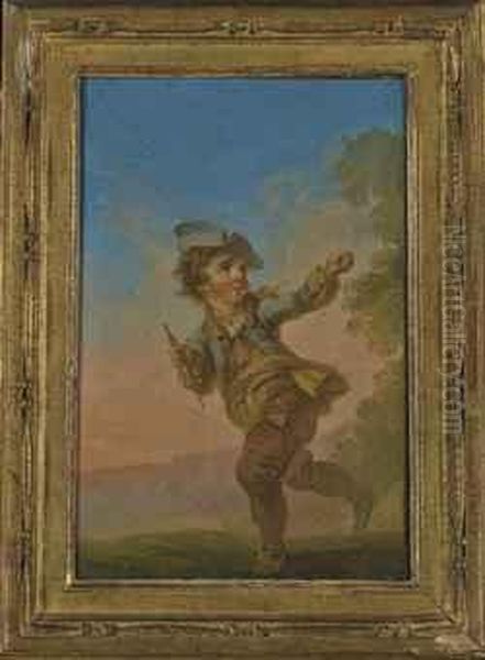 Enfant Jouant Avec Un Cerf-volant Oil Painting by Jean-Baptiste Huet