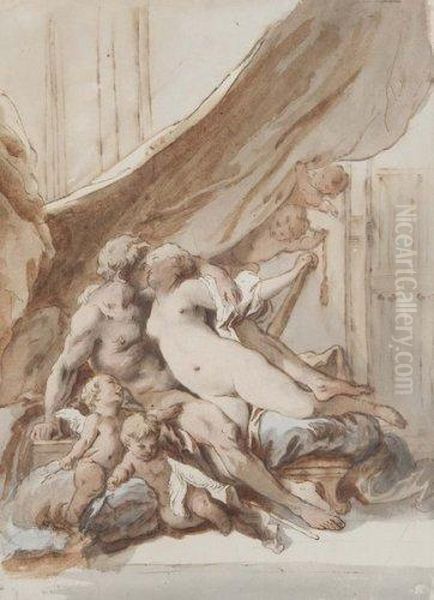 Hercule Et Omphale Oil Painting by Jean-Baptiste Huet