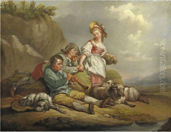 Contadini A Riposo Oil Painting by Jean-Baptiste Huet