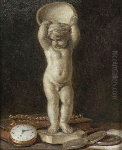 Nature Morte A La Montre Et Au Putto Oil Painting by Jean-Baptiste Huet