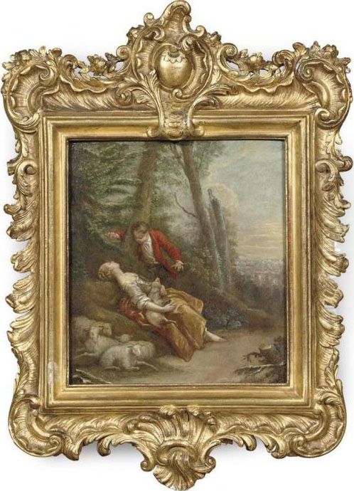 A Young Gentleman Courting A Sheperdess In A Wooded Landscape Oil Painting by Jean-Baptiste Huet