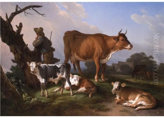 Gemaldepaar: Hirte Und Hirtin Oil Painting by Jean-Baptiste Huet