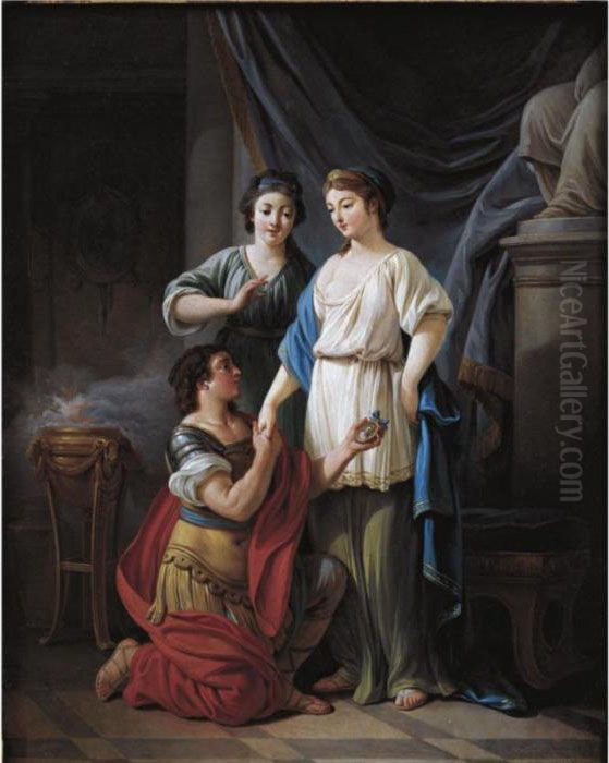 The Proposal Oil Painting by Jean-Baptiste Huet