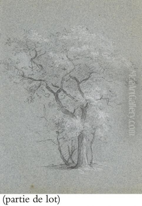 Suite De Deux Etudes D'arbres Et Deux Paysages Oil Painting by Jean-Baptiste Huet