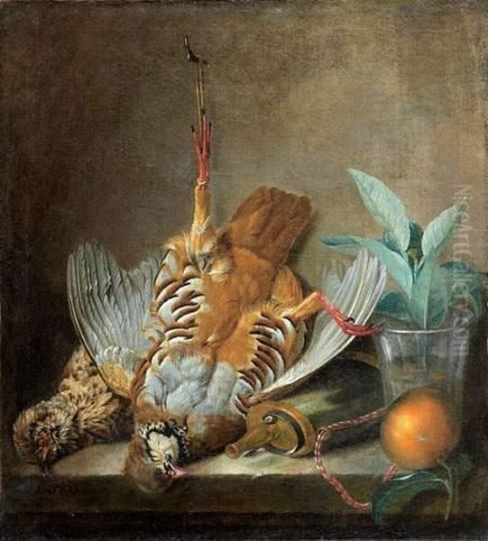 Nature Morte Aux Perdrix Et A L'orange Oil Painting by Jean-Baptiste Huet