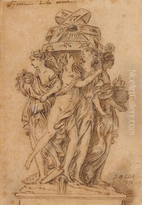 Projet De Pendule Astronomique Avec L'oeil De L'architecte Du Monde Oil Painting by Jean-Baptiste Huet