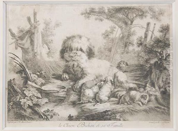 Le Chien Bichon Et Sa Famille Par Henri Schmitz Oil Painting by Jean-Baptiste Huet