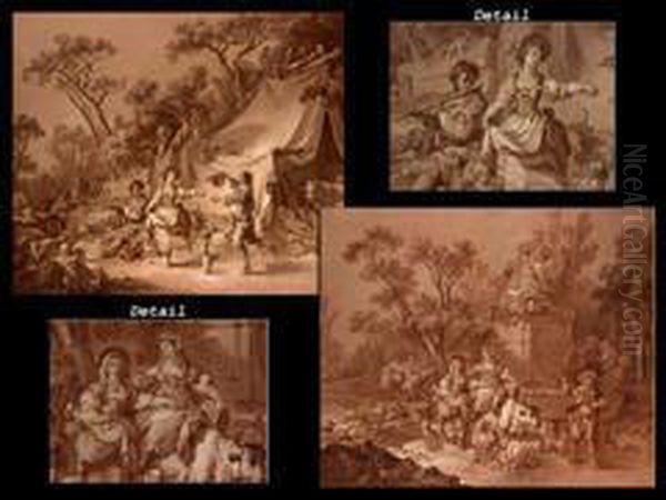 Musizierende Und Tanzende Hirten Oil Painting by Jean-Baptiste Huet