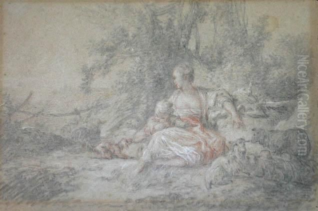 Bergere Oil Painting by Jean-Baptiste Huet